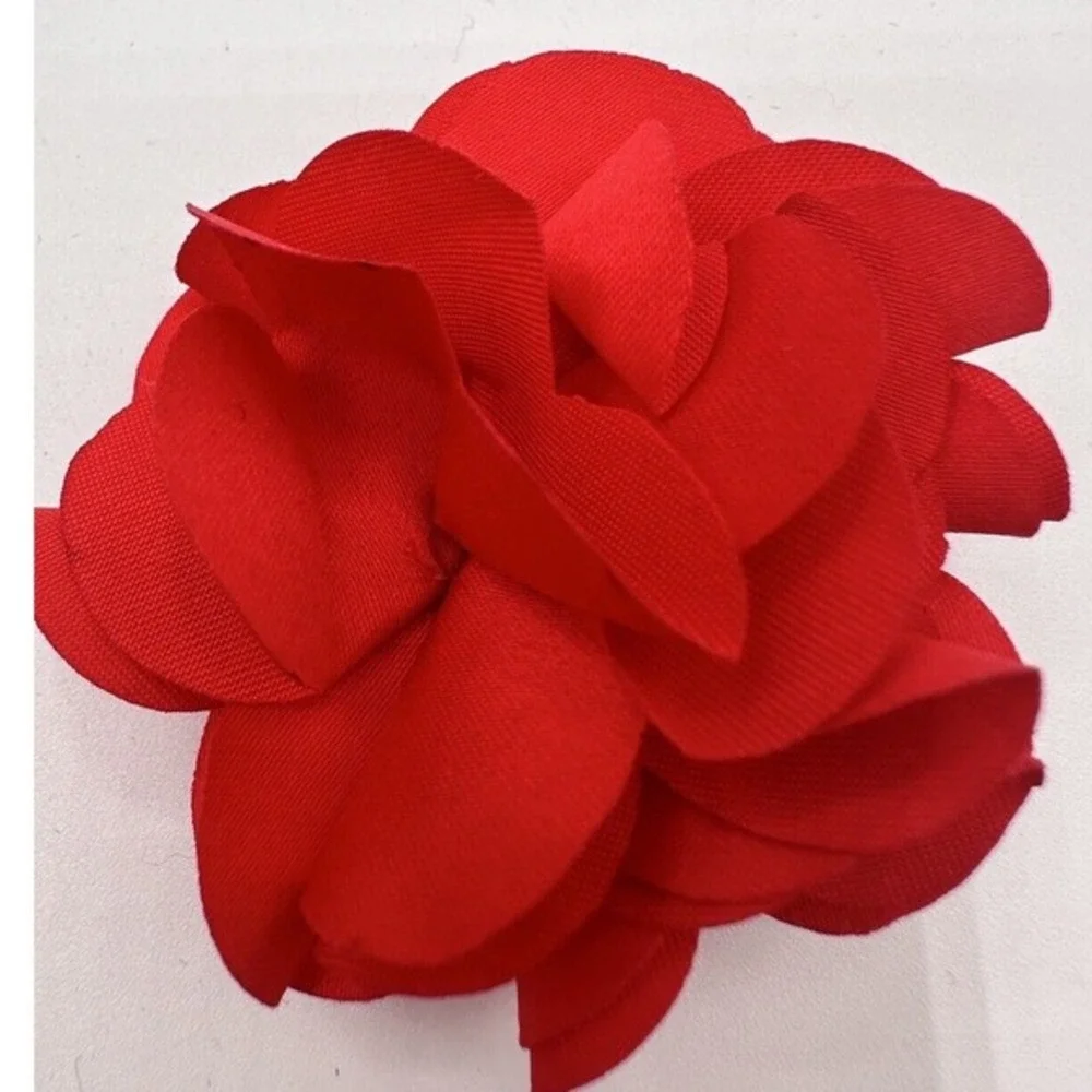 Red Fabric Flower Hair Clip Alligator Pinch Floral Petal Brooch Chic Pin J-01‎